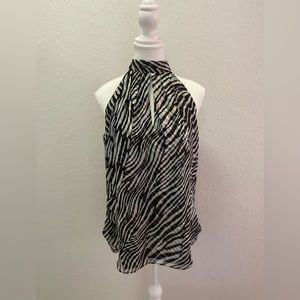 WHBM Zebra Halter Tunic Blouse